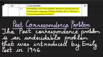 6.4: Post Correspondence Problem- Undecidability