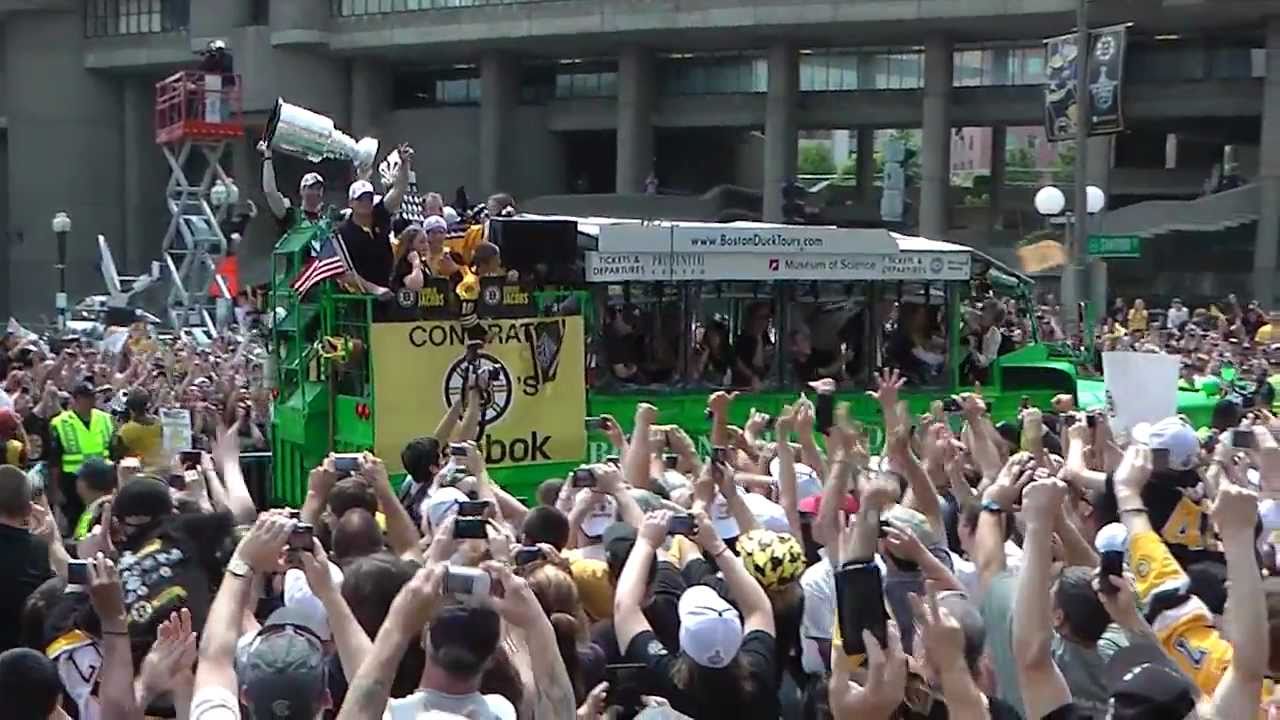 Fans celebrate as Bruins parade through the streets of Boston