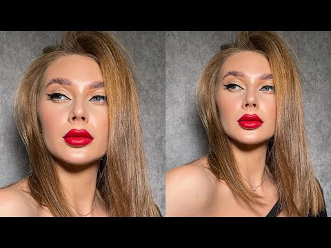 ГОЛЛИВУДСКИЙ МАКИЯЖ СТРЕЛКИ И КРАСНЫЕ ГУБЫ СТРЕЛКИ ДЛЯ НАВИСШЕГО ВЕКА