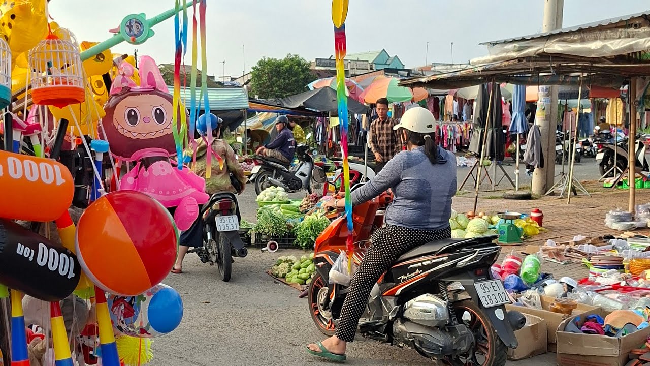 Buổi sáng chợ Cây Dương  bán  nhiều loại rau động. 17/01/2026