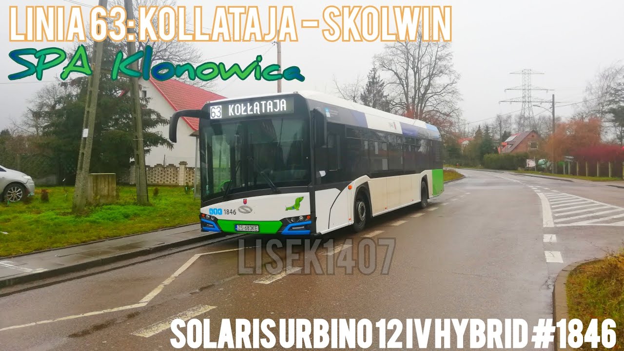 Szczecin linia 63 Kołłątaja - Skolwin (Solaris urbino 12 IV Hybrid