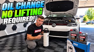 The new way to do oil changes. No more lifting the car!