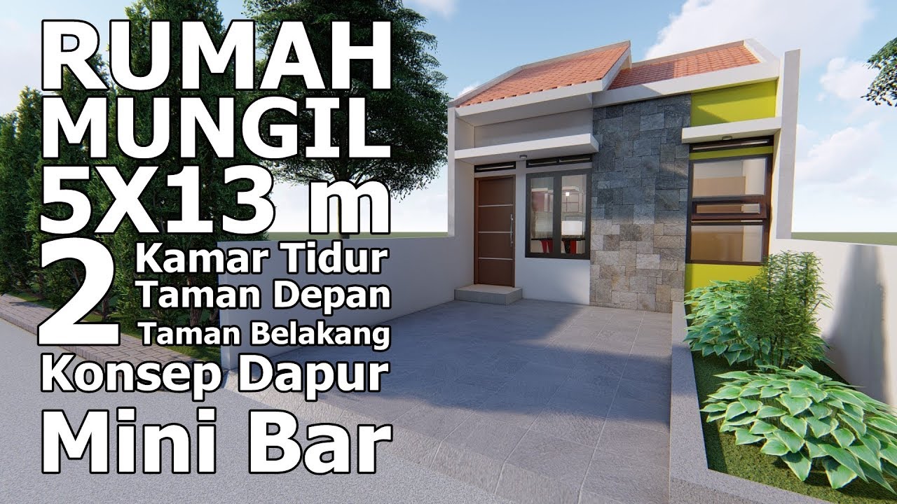 Rumah dilahan 5x13 m 2 Kamar  Tidur Taman  depan  Belakang 