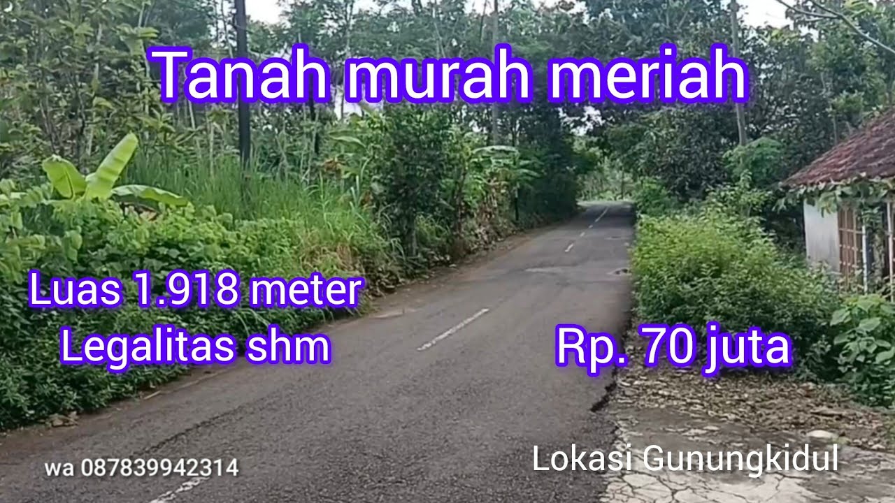 TANAH MUARAH  LUAS 1.918 METER HARGA 70 JUTA