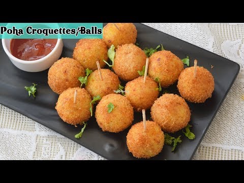 Poha Potatoes Cheese Croquettes Recipe - पोहा आलू चीज़ बॉल्स रेसिपी - Priya R - Magic of Indian Rasoi