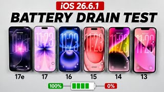 iPhone 17e vs 17 vs 16 vs 15 vs 14 vs  13 - iOS 26.6.1 Battery DRAIN Test