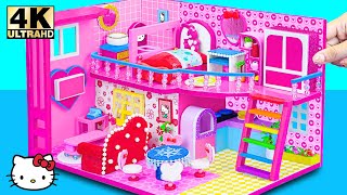 Making Beautiful House with My Kitty Pink Bedroom, Hello Kitty Makeup Set - DIY Miniature Cardboard