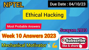 Ethical Hacking | Week 10 Quiz | Assignment 10 Solution | NPTEL | SWAYAM 2023