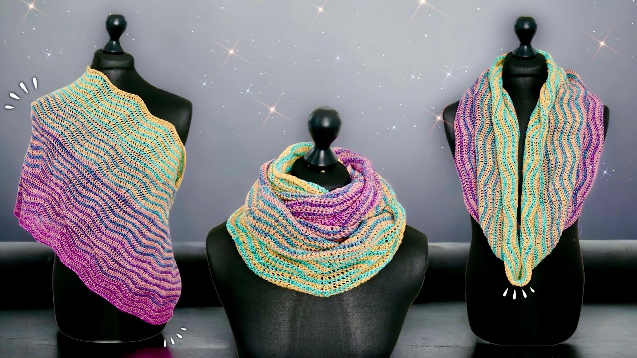 Einfachen Loop Schal - häkeln   zweifarbige ''Zauberwelle''  für Anfänger