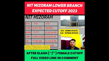 NIT MIZORAM LOWER BRANCH EXPECTED CUTOFF 2023 #shorts #josaa2023 #expectedcutoff
