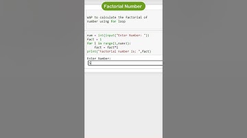 Factorial Number using For loop in Python | python programing | #pythonprogramming  #python  #shorts
