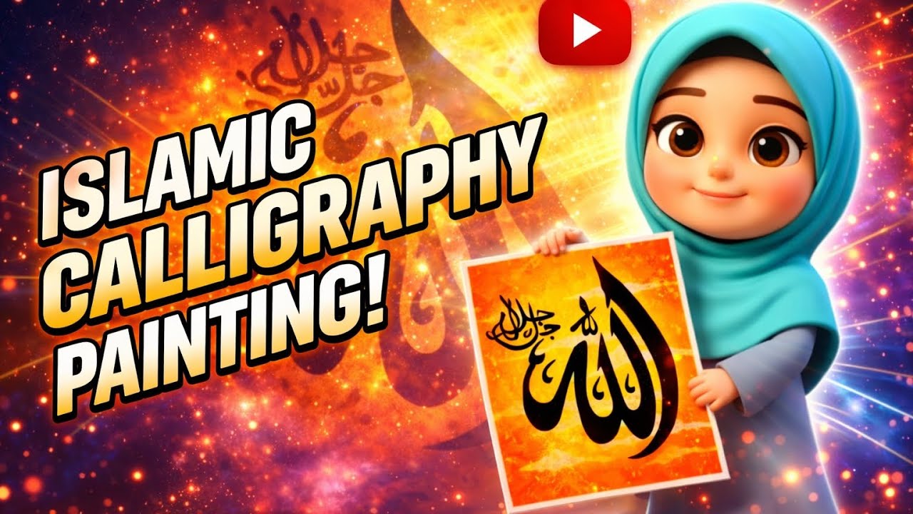 How to Make Beautiful ALLAH name Islamic Calligraphy Painting | Bismillah Painting Art