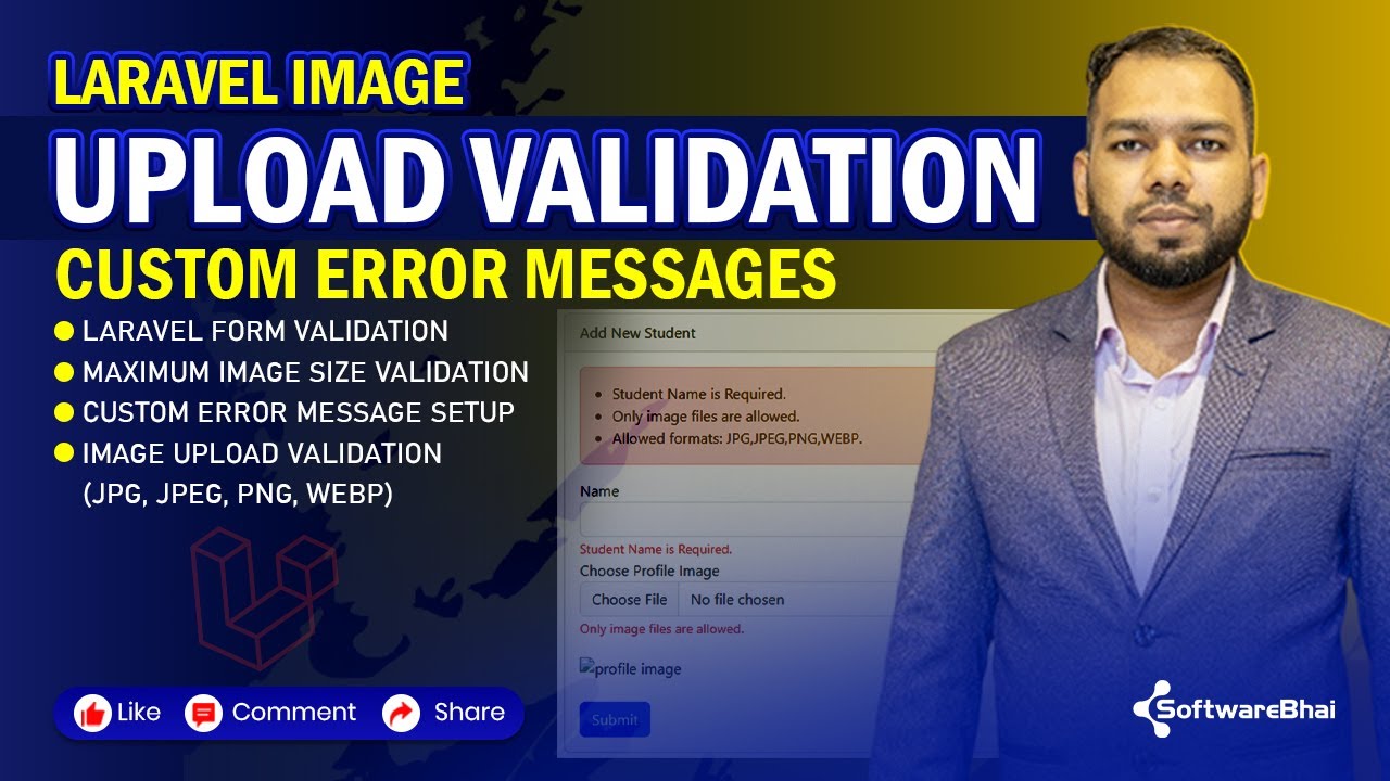 Laravel Image Upload Validation & Show Custom Error Messages | Laravel Tutorial