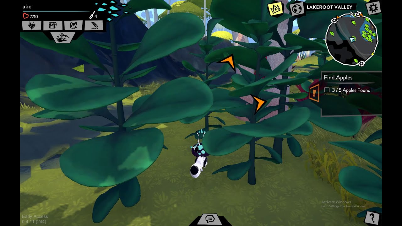 Feral Lakeroot Valley exploration and apple quest with Karen gameplay (no commentary, 60fps)