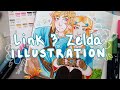 ﾐ☆ Sketchbook Doodling | Link &amp; Zelda Tombow Illustration