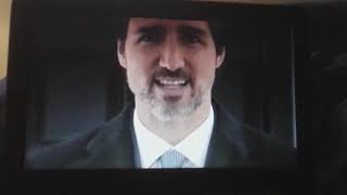 Prime Minister Justin Trudeau sings Speaking Moistly during a Covid-19 presser