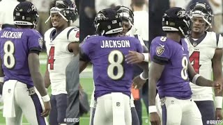 Lamar Jackson \& Deshaun Watson LINK UP Pregame Ravens Texans