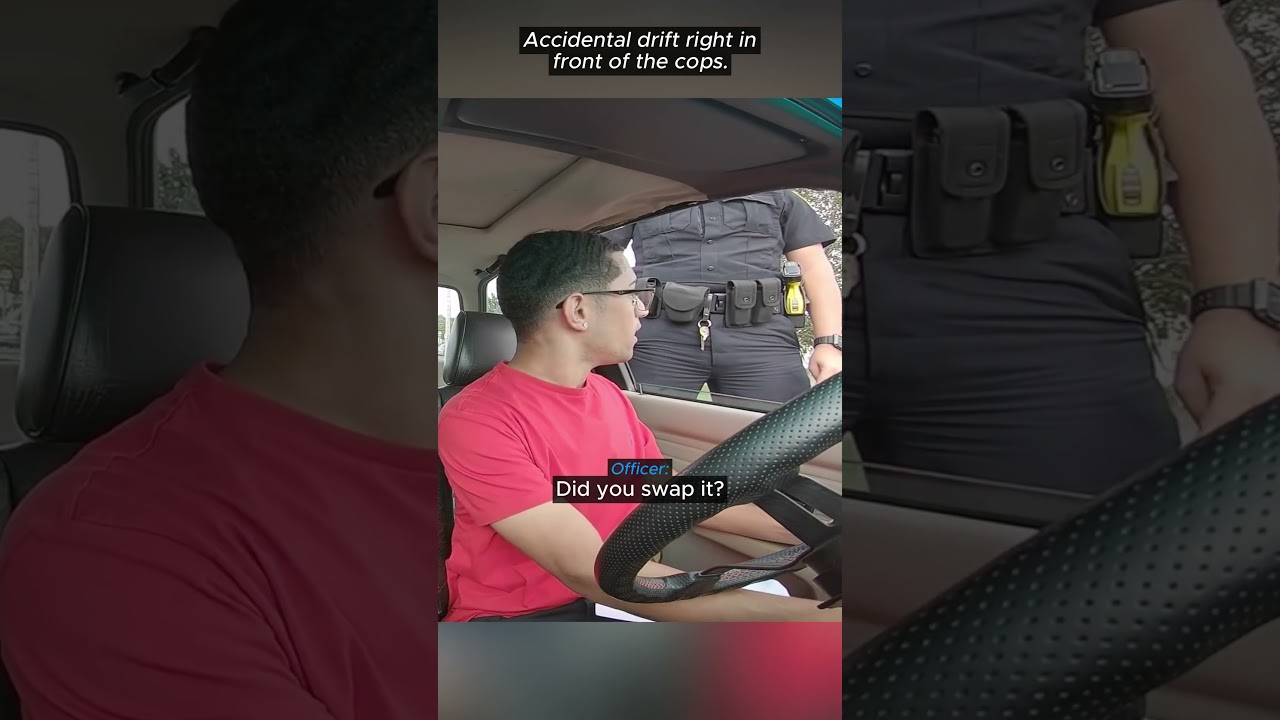 Driver Drifts Right In Front Of A Cop