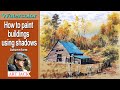 Watercolor | How to paint buildings using shadows | Autumn farm | Easy tutorial [ART JACK]