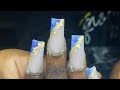 Watch Me Work: Blue Marble Half French | Acrylic Nails Tutorial