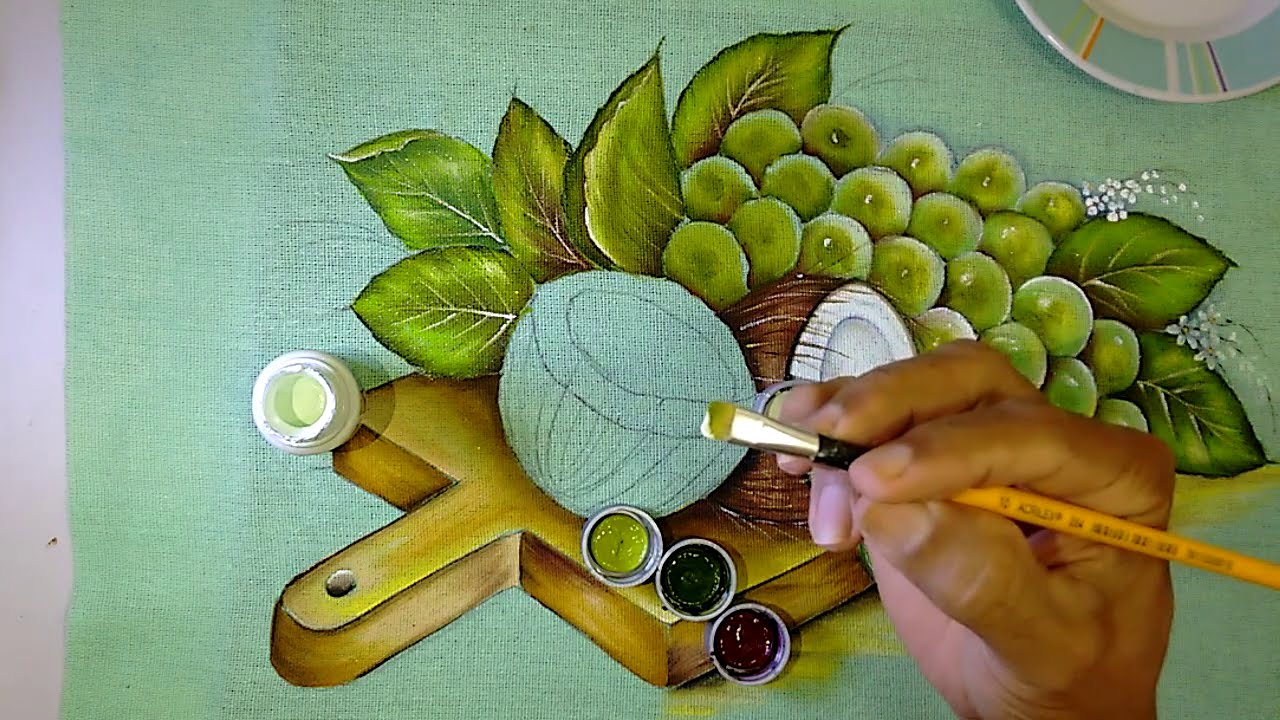 Roberto Ferreira - Continuação do Projeto - Pintura em Tecido Uvas, Coco e acabamentos