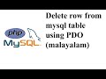Delete row from mysql table using PDO (malayalam)