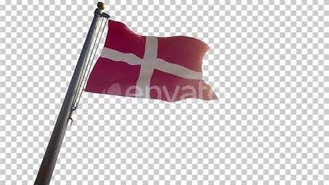 Denmark Flag on a Flagpole with Alpha-Channel | Motion Graphics - Envato elements