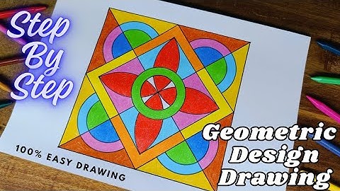 GEOMETRIC DESIGN IN SQUARE  DRAWING - GEOMETRIC RANGOLI DESIGN DRAWING