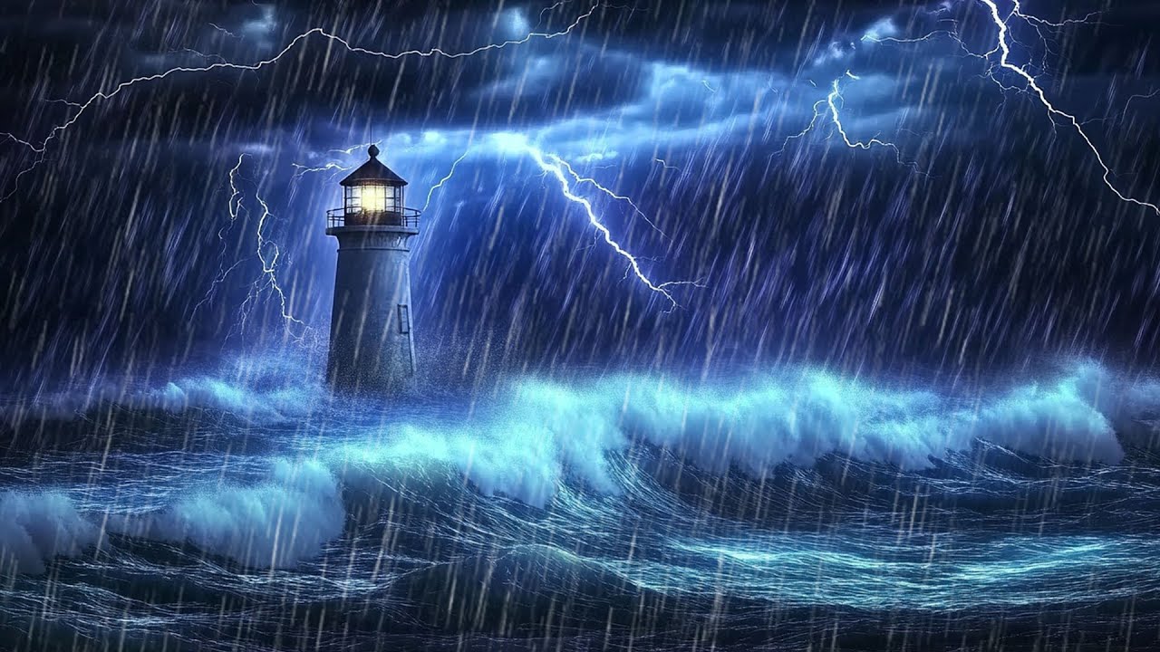 Ruido de Lluvia Fuerte y Truenos en el Mar | Sonidos de Tormenta para ...