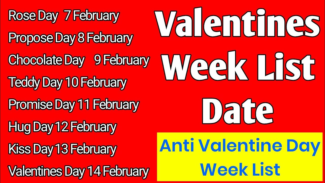 Valentine Day Week List 2023 | वैलेंटाइन डे लिस्ट 2023 | Valentine Day Kab Hai 2023 | Valentine Day