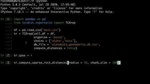 tcrdist3 with distances stored in a sparse representation