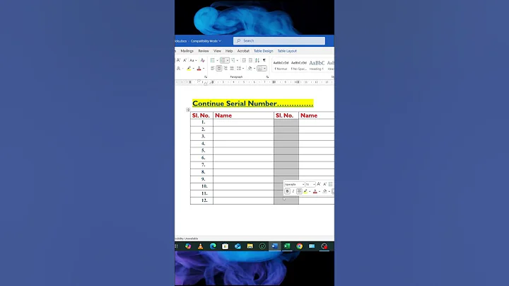 Auto-Continue Serial Numbers Across Multiple Columns in Word Tables – Here’s How! #SerialNumbers
