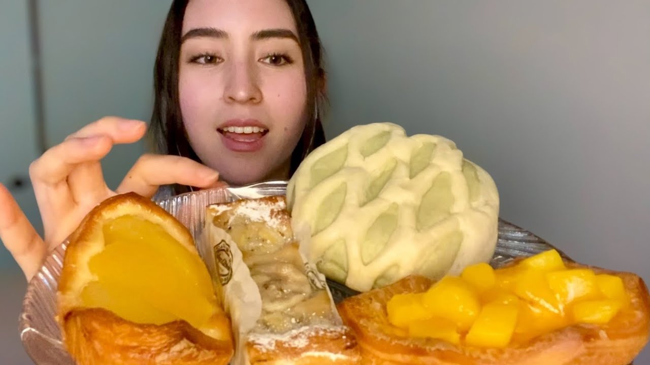 ASMR Eating Fruit Pastries 🥭🍎🍈🍌 (mouth sounds, tapping)