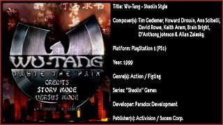 Wu-Tang: Shaolin Style (PS1) [Soundtrack in FULL HD & 320 KBPS]