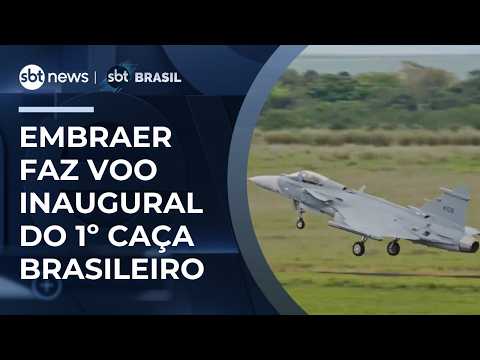 First Gripen E fighter assembled and produced in Brazil makes inaugural flight | #SBTBrasil