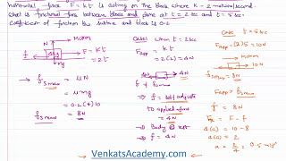 Measuring Frictional Force When Applied Force is Varies with Time JEE and NEET Physics Problem