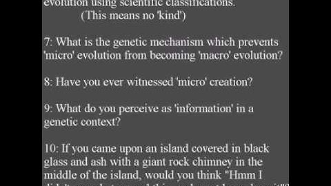 10 Questions every creationist must answer.