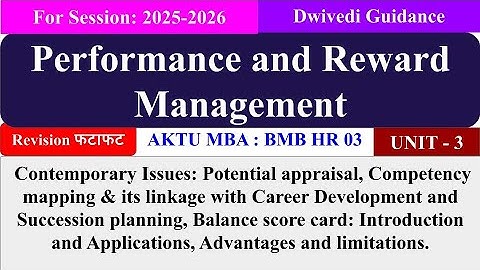 Performance and Reward Management Unit 3, Performance and Reward Management dwivedi guidance, mba