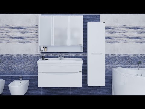 Комплект мебели для ванной комнаты СаНта Сатурн 105 подвесной