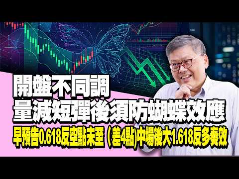 開盤不同調量減短彈後須防蝴蝶效應 早預告0.618反空點未至（差4點)中場後大1.618反多奏效 | 國家寶藏 林國寶分析師