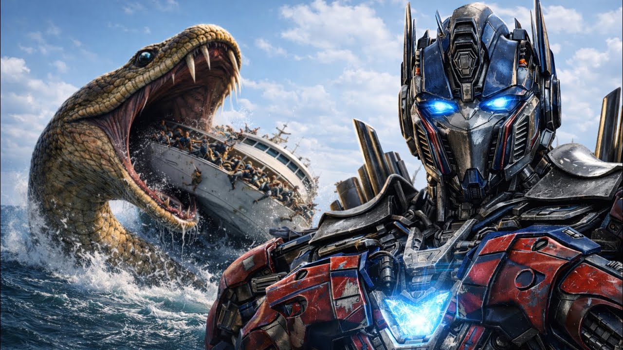 Optimus Prime vs Giant Anaconda: The Ultimate Showdown to Save the Treasure in the Ocean! 