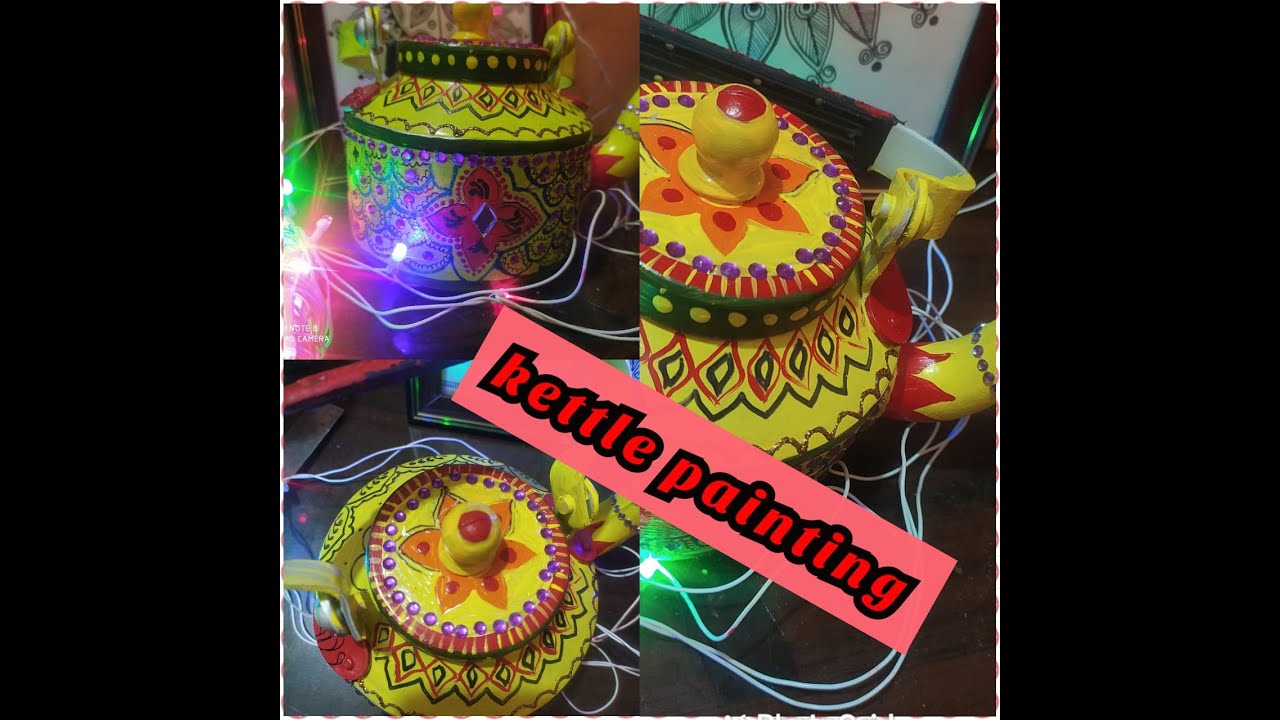 EASY KETTLE PAINTING/TEAPOT DECORATION IDEAS/KETTLE ART/TEAPOT PAINTING IDEAS/DIY KETTLE MAKING