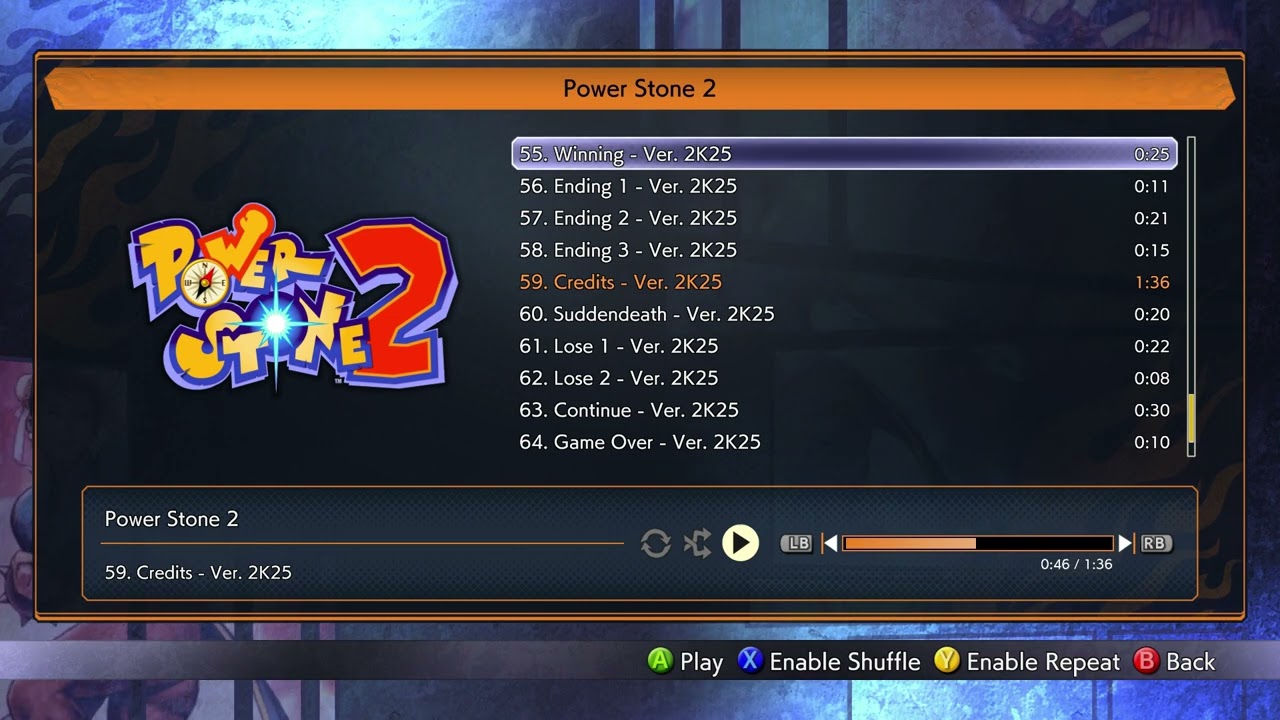 Credits - Ver. 2K25 - Power Stone 2 OST (Capcom Fighting Collection 2)