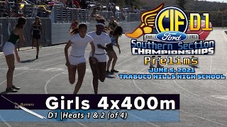 2021 TF - CIF-ss Prelims (D1) - 4x400 Relay (Girls, heats 1&2 [of 4])