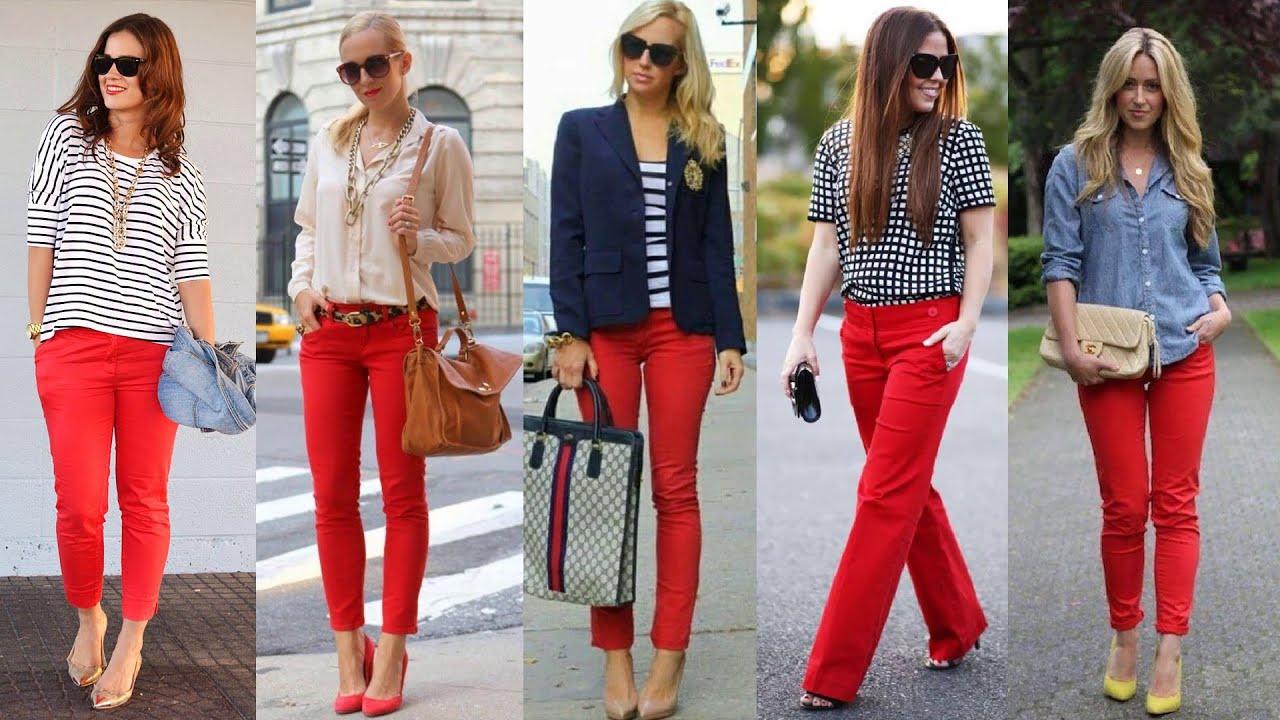 What to Wear With Red Pants Female| All Season Style | Red pants outfit, Red  dress pants, Red wide leg pants