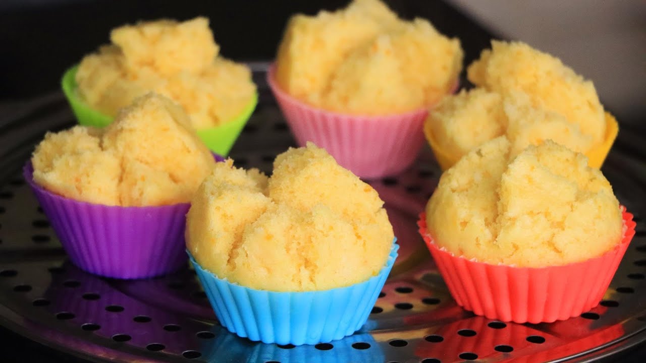 No Oven, No Eggs, No Milk, No Butter - Steamed Pumpkin Cupcake - Sponge Cake Recipe