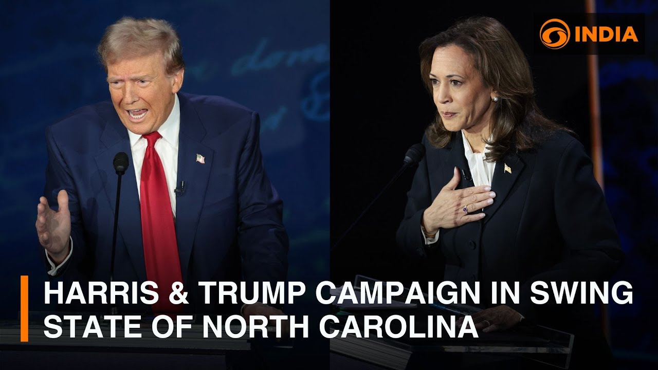 Harris and Trump campaign in battleground state of North Carolina - YouTube