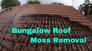 Bungalow Roof Moss Removal By Pressure Washer, Then Soft wash Treatment