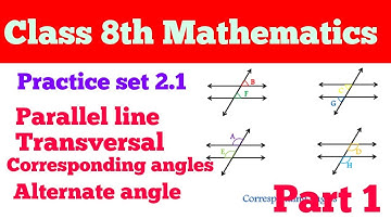 Parallel lines and the transversal practice set 2.1 class 8th Mathematics |  Class 8th mathematic|