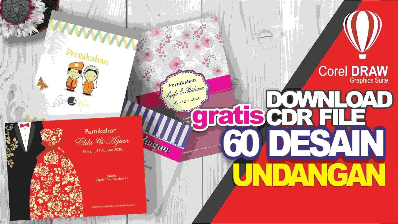 GRATIS TEMPLATE 60 DESAIN  UNDANGAN  PERNIKAHAN  CORELDRAW  